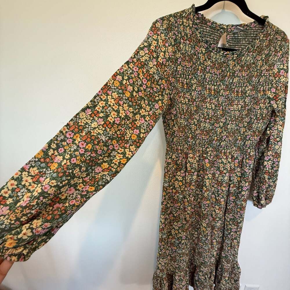 Old Navy Floral Smocked Long Sleeve Midi Dress Size L - Picture 3 of 8